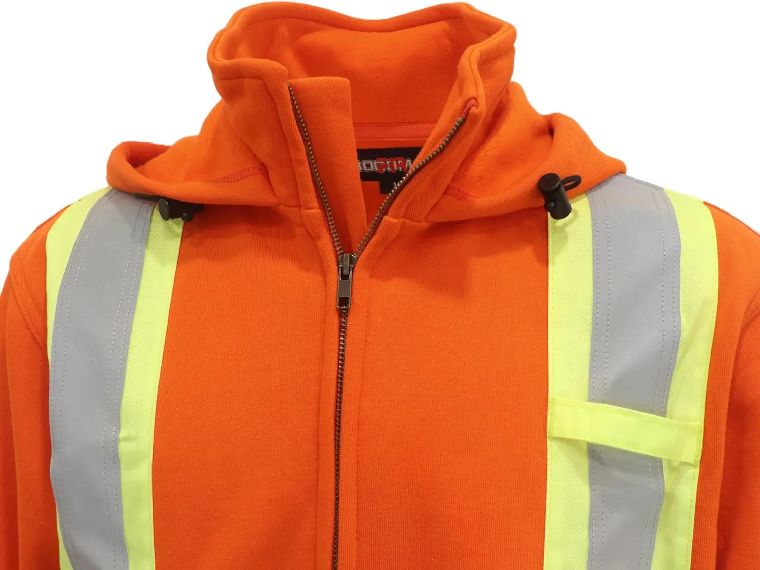 BOCOMAL FR Hoodies High Visibility 14oz Fleece Heavyweight Hi-vis Jackets Flame Resistant Reflective Hooded Sweatshirts