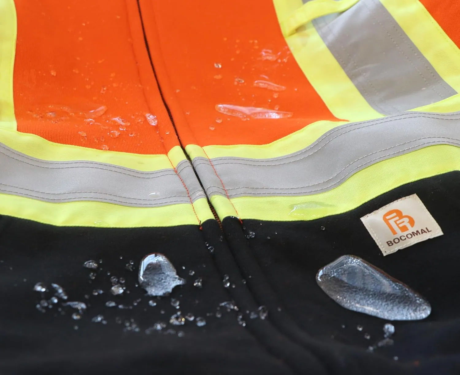 BOCOMAL FR Hoodies High Visibility 14oz Fleece Heavyweight Hi-vis Jackets Flame Resistant Reflective Hooded Sweatshirts