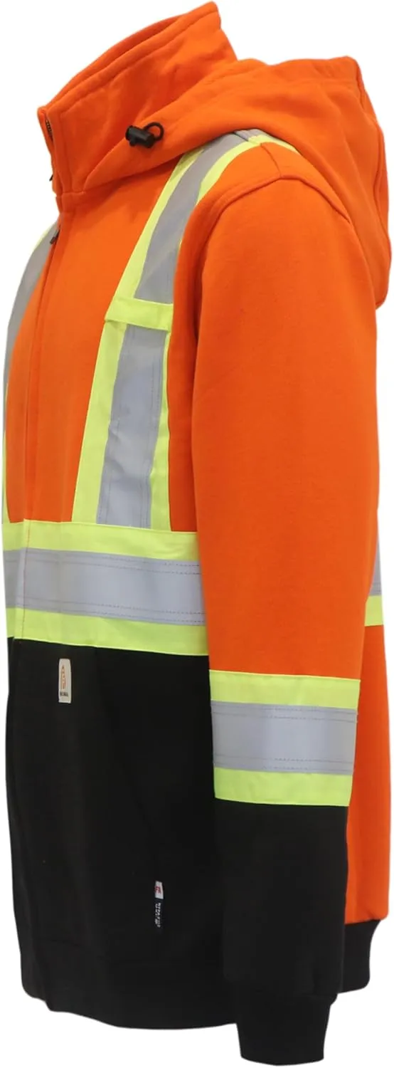 BOCOMAL FR Hoodies High Visibility 14oz Fleece Heavyweight Hi-vis Jackets Flame Resistant Reflective Hooded Sweatshirts