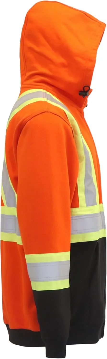 BOCOMAL FR Hoodies High Visibility 14oz Fleece Heavyweight Hi-vis Jackets Flame Resistant Reflective Hooded Sweatshirts