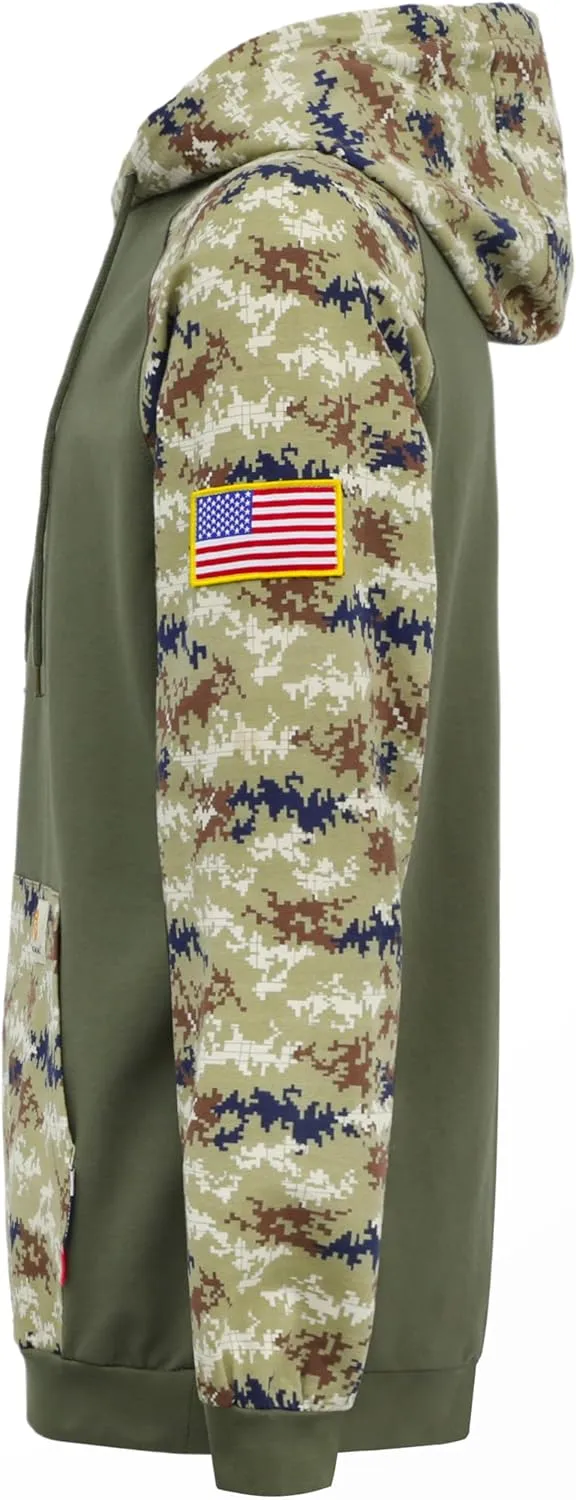 BOCOMAL FR Hoodies Pullover Camouflag 10.5oz Cottoon Fleece Flame Resistant Men's Hooded Sweatshirts