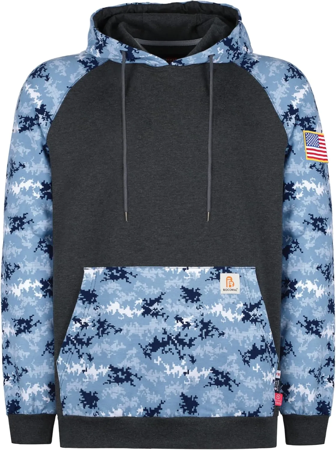 BOCOMAL FR Hoodies Pullover Camouflag 10.5oz Cottoon Fleece Flame Resistant Men's Hooded Sweatshirts