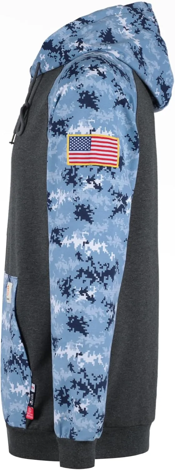 BOCOMAL FR Hoodies Pullover Camouflag 10.5oz Cottoon Fleece Flame Resistant Men's Hooded Sweatshirts