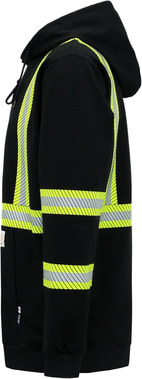BOCOMAL FR Hoodies Pullover High Visibility 7.5oz Lightweight Non Fleece Hi vis Flame Resistant Reflective Hooded Sweatshirts