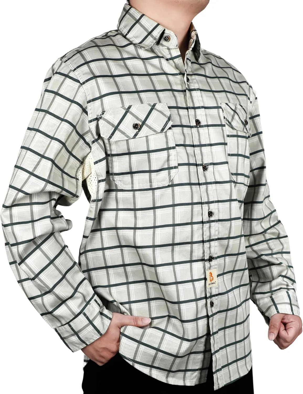 BOCOMAL FR Shirt for Summer Lightweight Vented Mesh Back and Underarm Breathable Flame Resistant Welding Button Down Shirts