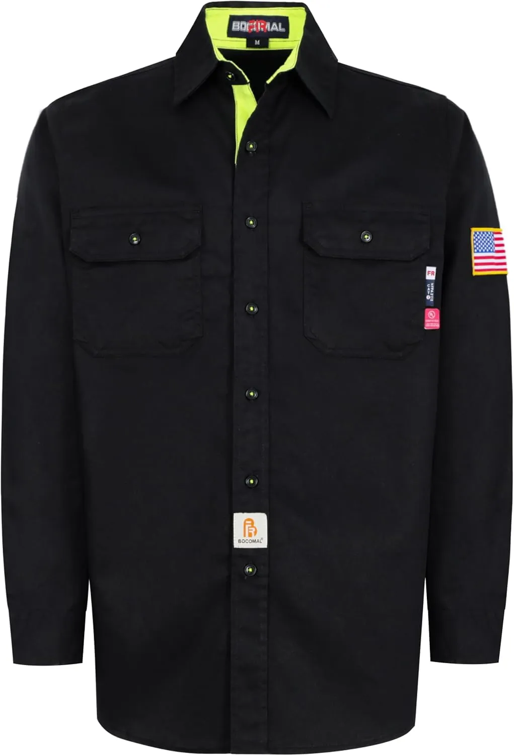 BOCOMAL FR Shirts for Men Flame Resistant Light Weight NFPA2112 Fire Retardant Welding Shirt Water & Oil Repellent Finish