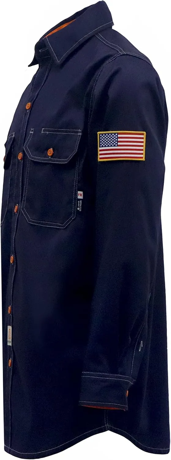 BOCOMAL FR Shirts for Men Flame Resistant Light Weight NFPA2112 Fire Retardant Welding Shirt Water & Oil Repellent Finish