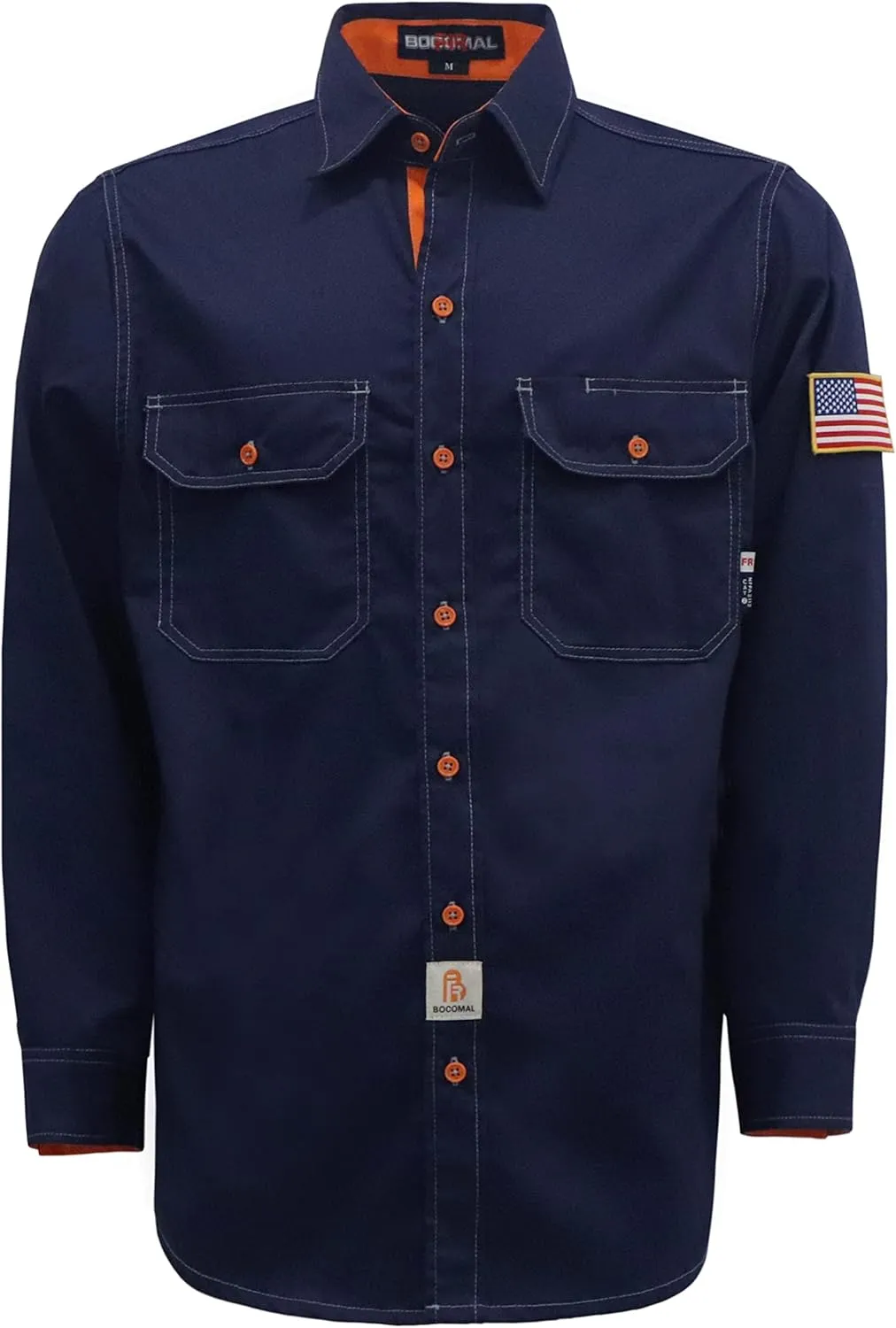 BOCOMAL FR Shirts for Men Flame Resistant Light Weight NFPA2112 Fire Retardant Welding Shirt Water & Oil Repellent Finish