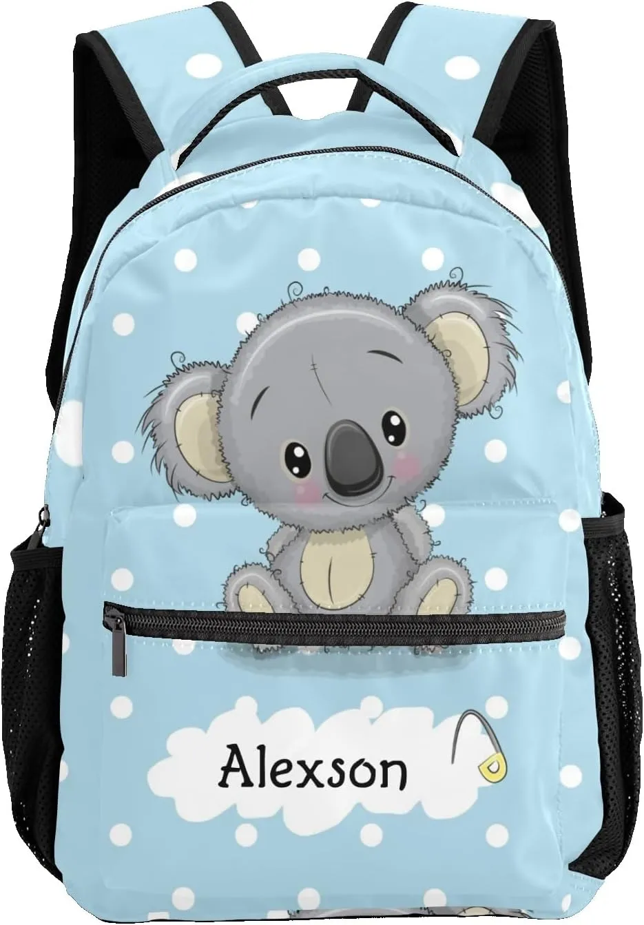 Boy Koala Dots Blue Personalized Kids School Backpack Custom Name for Boys Girls Primary Daypack Bookbag Travel Bag