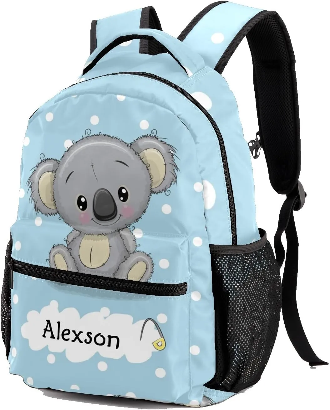Boy Koala Dots Blue Personalized Kids School Backpack Custom Name for Boys Girls Primary Daypack Bookbag Travel Bag