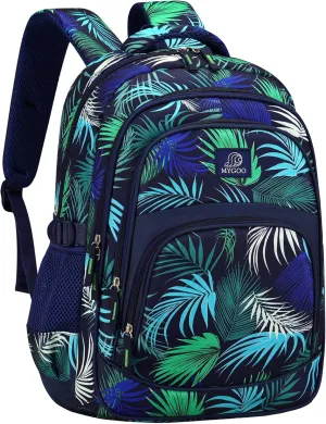 Boys Backpack | Tropical Grove Collection | 17" Tall, 24L | Foliage Black Design for Teens