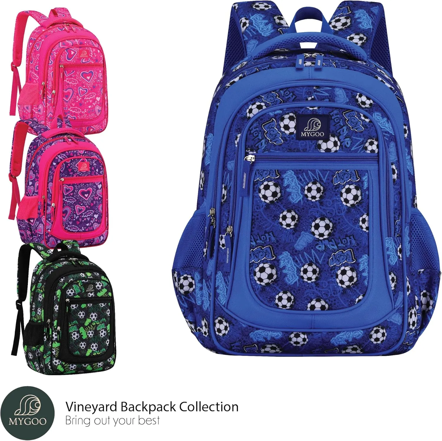 Boys' Elementary School Backpack | Vineyard Collection | 17" Height 24L | Soccer Blue