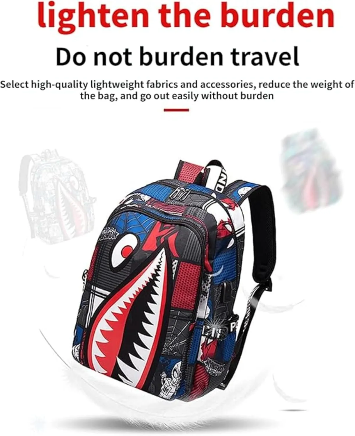 Boys Girls Teenager Laptop Backpack Casual Waterproof Laptop Backpack with USB (Printing Red,One size)