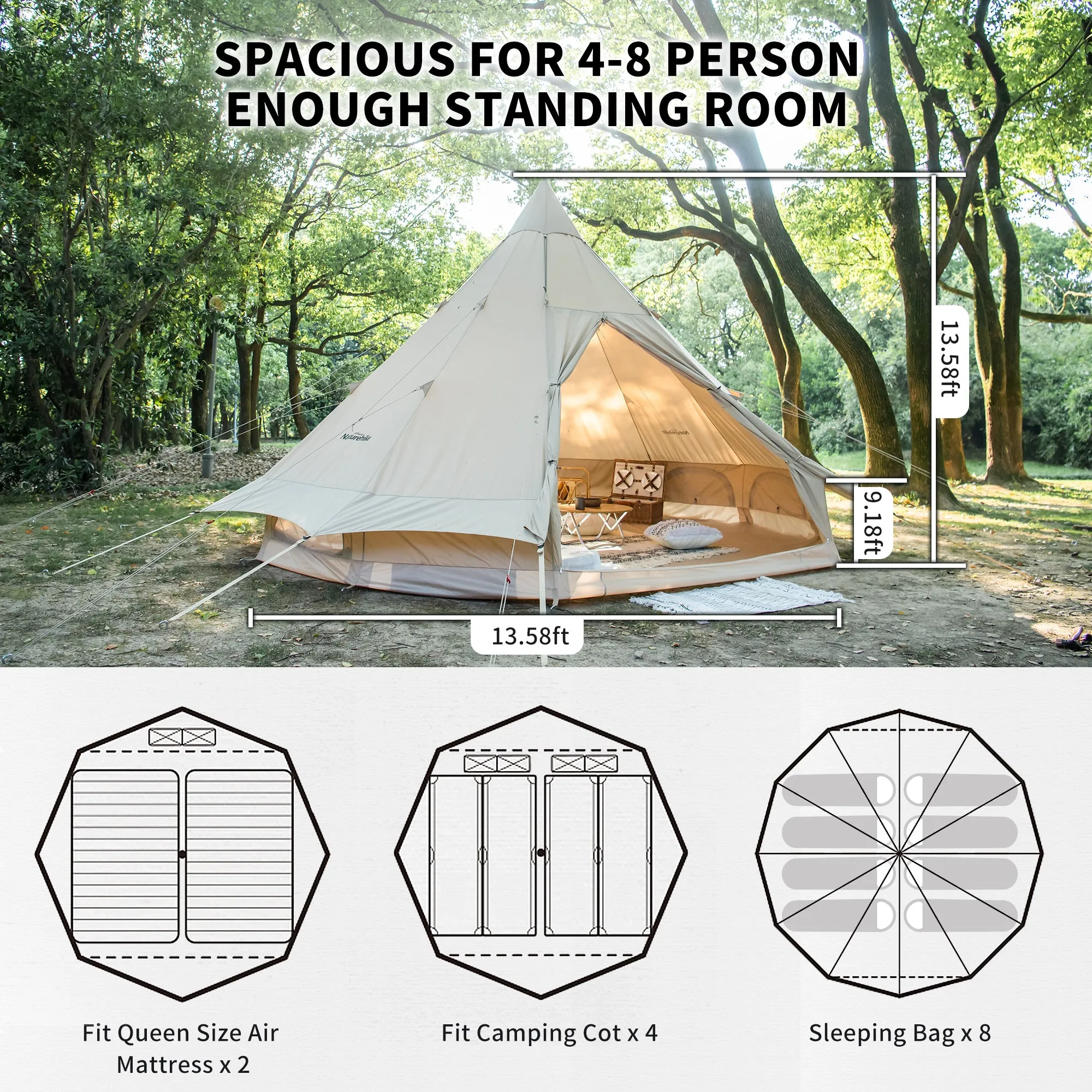 Brighten 12.3 Cotton Pyramid 4 Season Tent