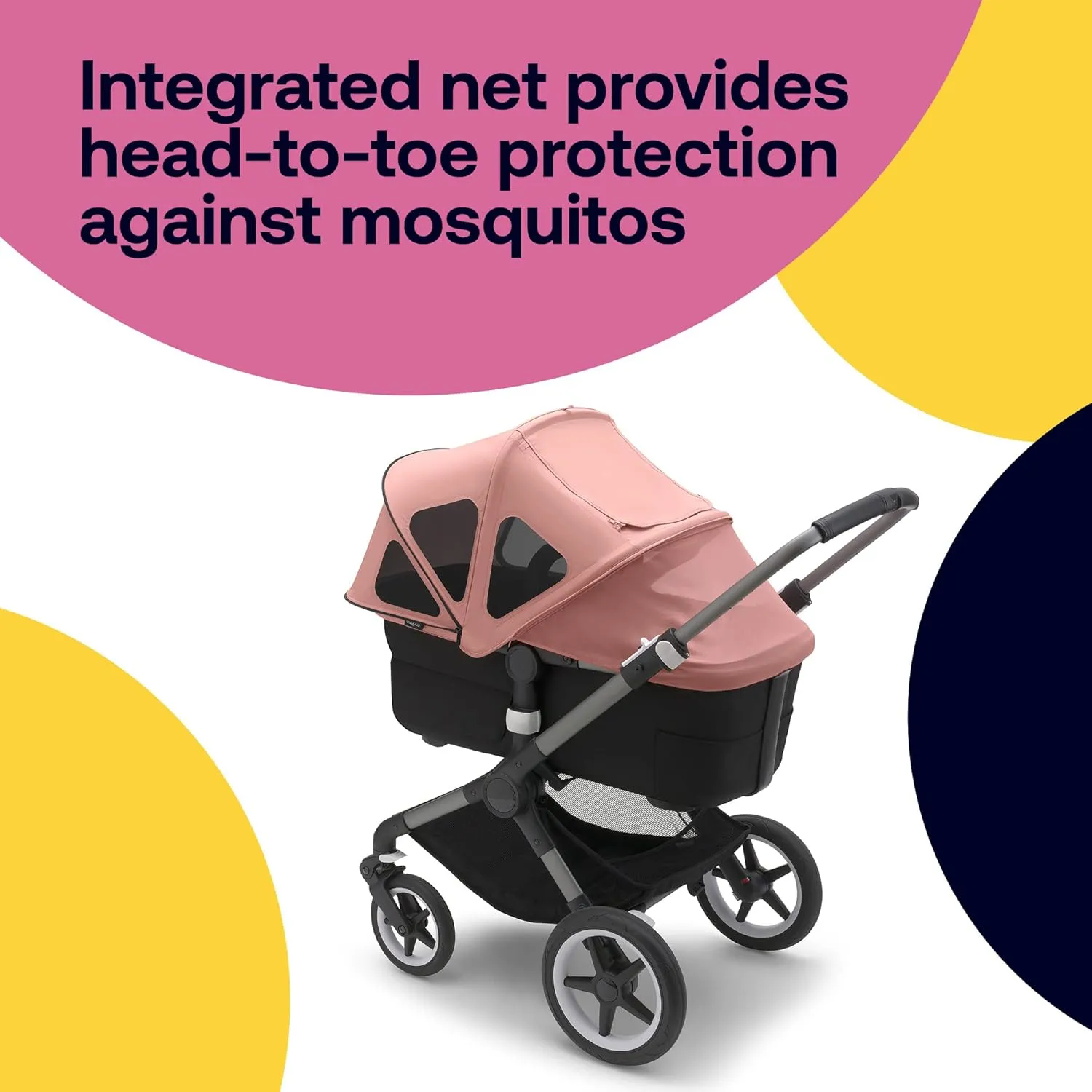 Bugaboo Breezy Sun Canopy, Extendable for Extra Coverage and Optimal Sun Protection, Water Repellent, Compatible with Fox/Cameleon 3/Lynx Strollers (Morning Pink)