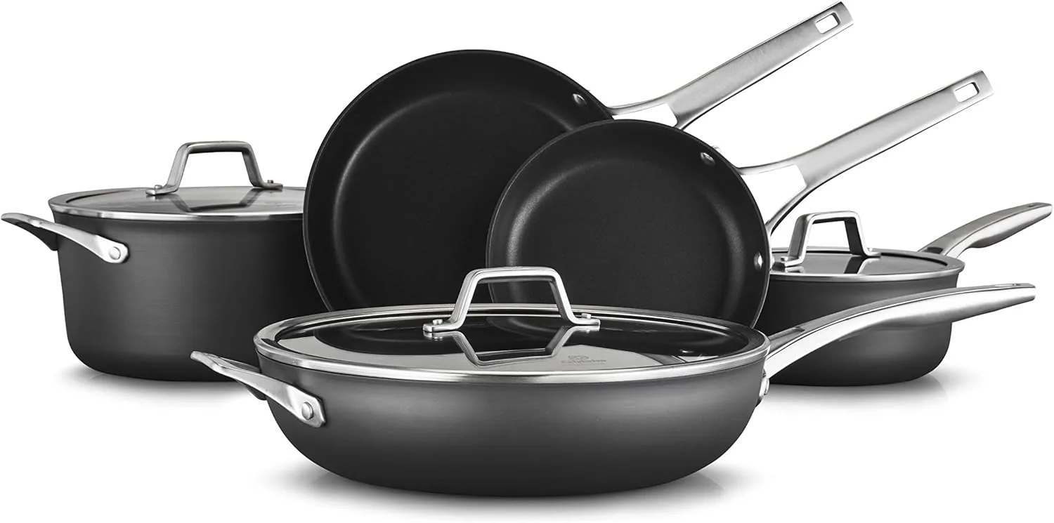 Calphalon Premier Space-Saving Nonstick Cookware Set, 6-Piece, Stackable, Hard-Anodized Aluminum