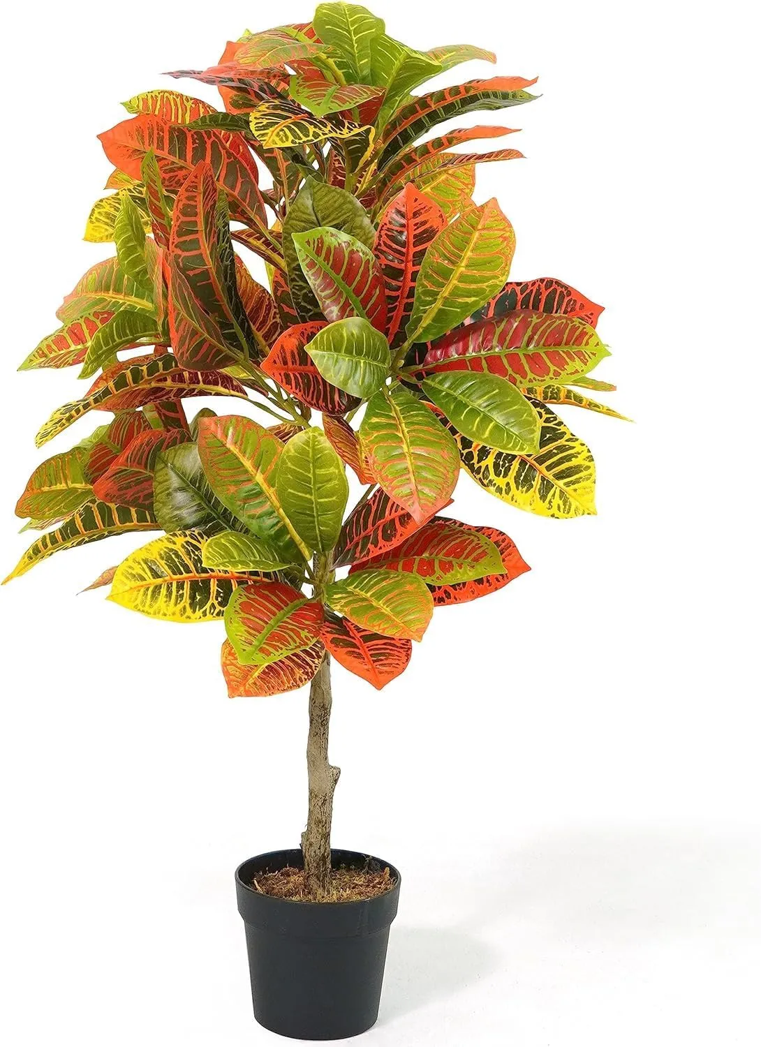 CAPHAUS 36 Inch Artificial Topiary Croton Tree, UV Resistant Artificial Plants, Faux Bushes and Shrub, Fake Trees in Pot w/Dried Moss, Artificial Plant for Front Porch, Indoor, Outdoor