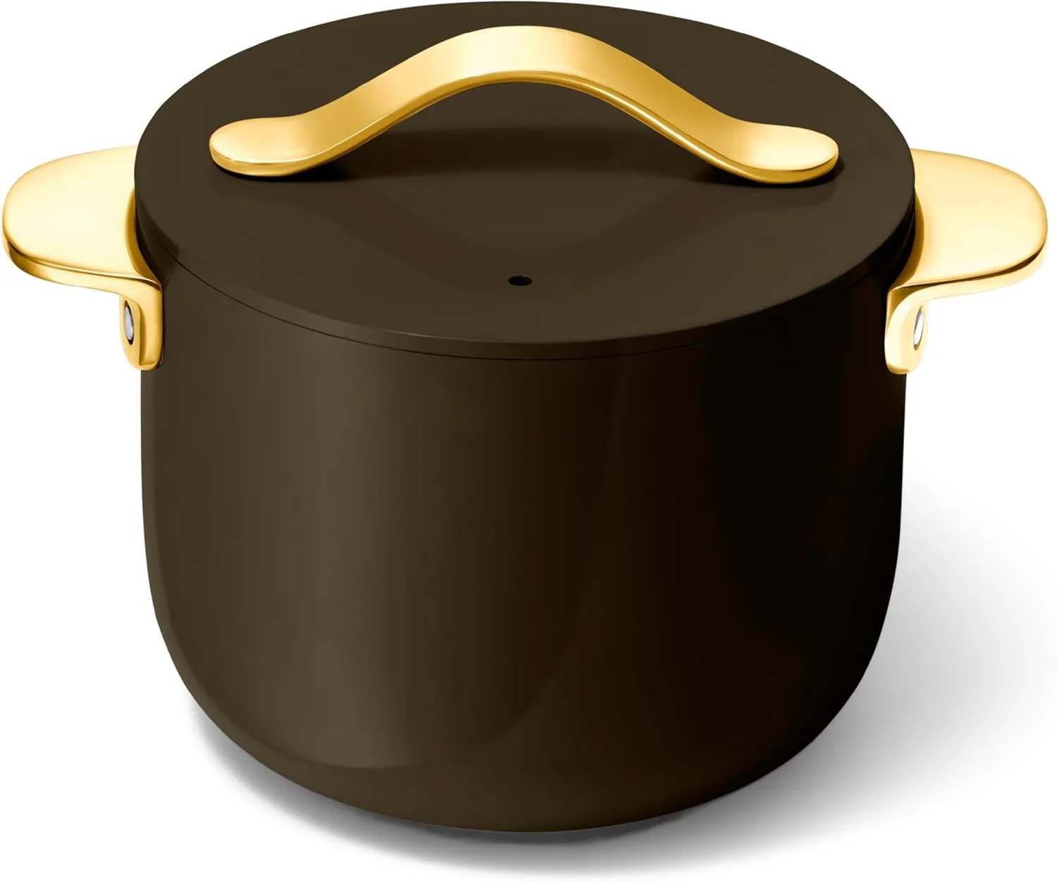 Caraway Petite Cooker - 2 Qt Ceramic Coated Pot - Free From Forever Chemicals - Perfect for Rice, Grains, or Sauces - Black