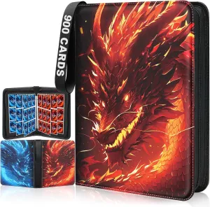 Card Binders 9 Pocket with 900 Pockets,Premium Zipper Case with 50 Removable Pages, Trading Folder,Album Sleeves Holder Sheets for Game and Sports Cards,Gifts for Boys and Girls,Red