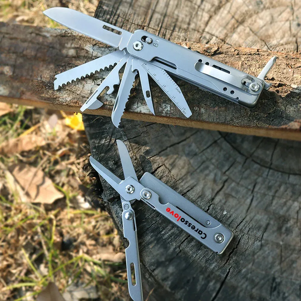CARESSOLOVE Combination Multitool Folding Knife with Scissors for Camping and Survival