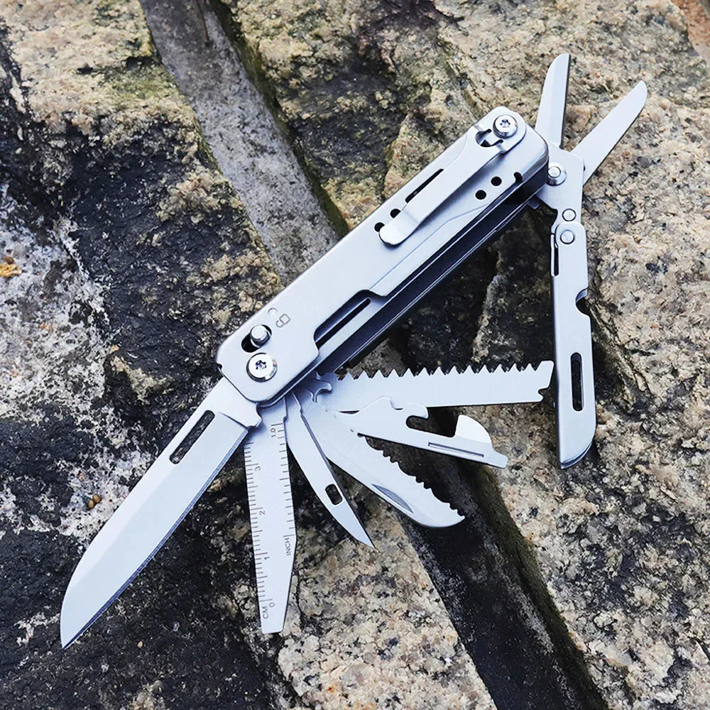 CARESSOLOVE Combination Multitool Folding Knife with Scissors for Camping and Survival