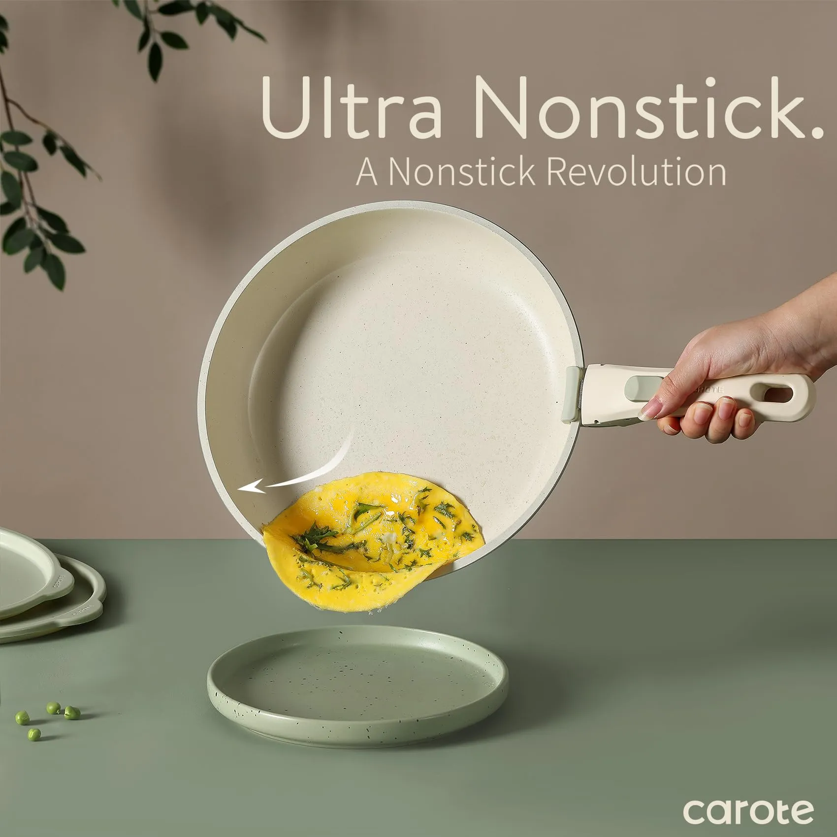CAROTE Pots and Pans Set, Nonstick Cookware Set Detachable Handle, 11pcs Induction Kitchen Cookware Sets Non Stick with Removable Handle, RV Cookware Set, Oven Safe, Sage Green