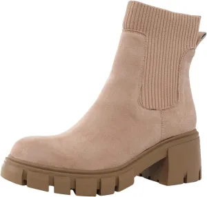 Cathalem Women's Ankle Boots 2024 New Chelsea Slip on Short Square-toe Booties Winter Fall Water Repellent Ankle Boots