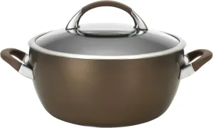 Circulon Symmetry Hard Anodized Nonstick Dish/Casserole Pan with Lid, 5.5 Quart, Chocolate