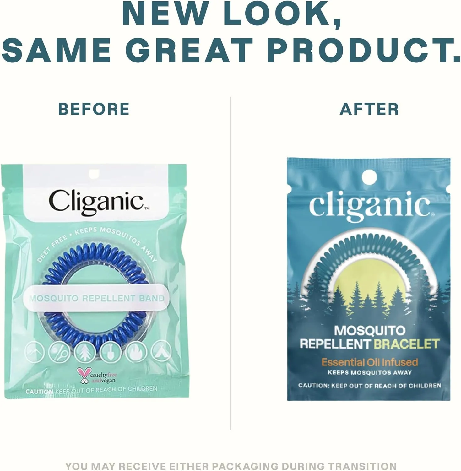 Cliganic 50 Pack Mosquito Repellent Bracelets, DEET-Free Bands, Individually Wrapped (Packaging May Vary)