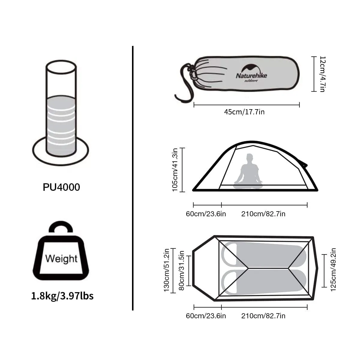 Cloud UP 2 People 3-season Camping Tent Ultralight 20D