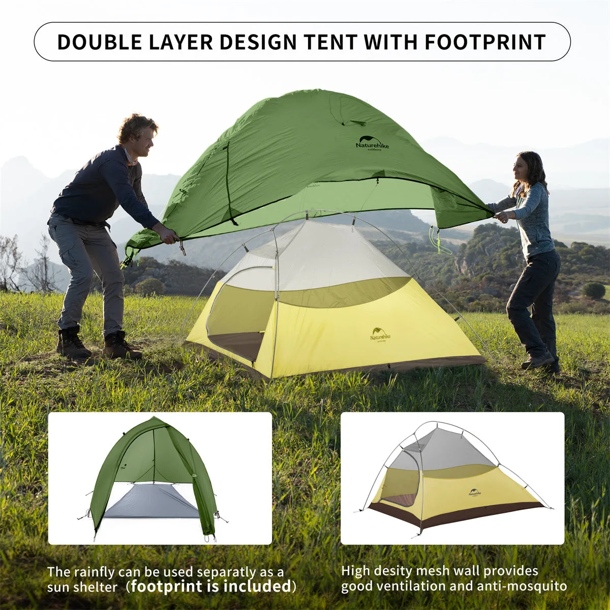 Cloud UP 2 People 3-season Camping Tent Ultralight 20D
