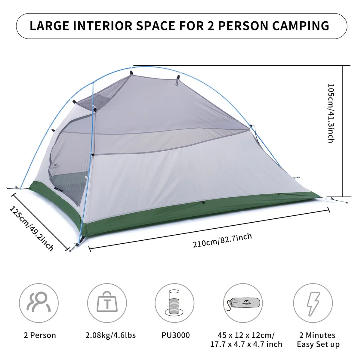 Cloud UP 2 People 3-season Camping Tent Ultralight 20D