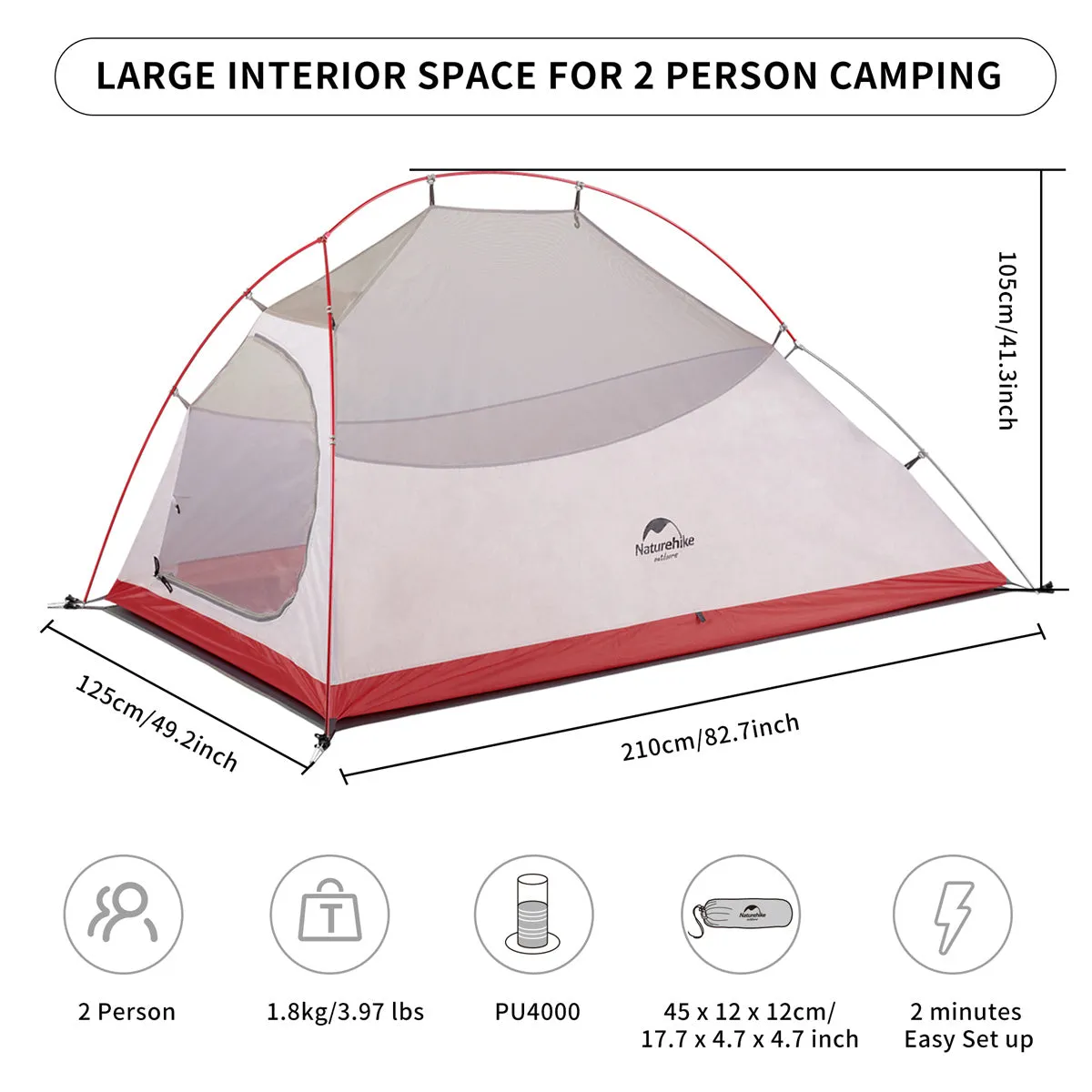 Cloud UP 2 People 3-season Camping Tent Ultralight 20D