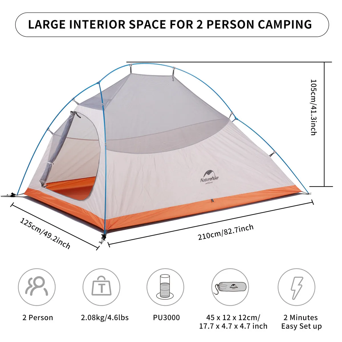 Cloud UP 2 People 3-season Camping Tent Ultralight 210T