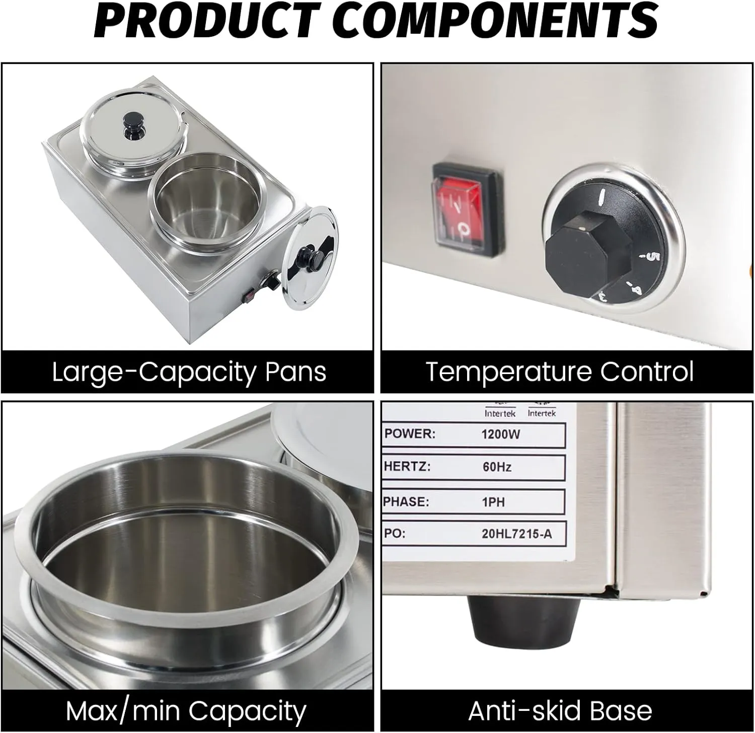 Commercial Food Warmer 2X8L Round Pot Steam Table Food Warmer Buffet Bain Marie with Temperature Control & Lids, Electric Soup Warmer for Catering and Restaurants - 120V, 1200W