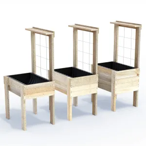 COMPACT Raised Garden Bed with Trellis & Pot Shelf - Timber 81x60x80cm(H)