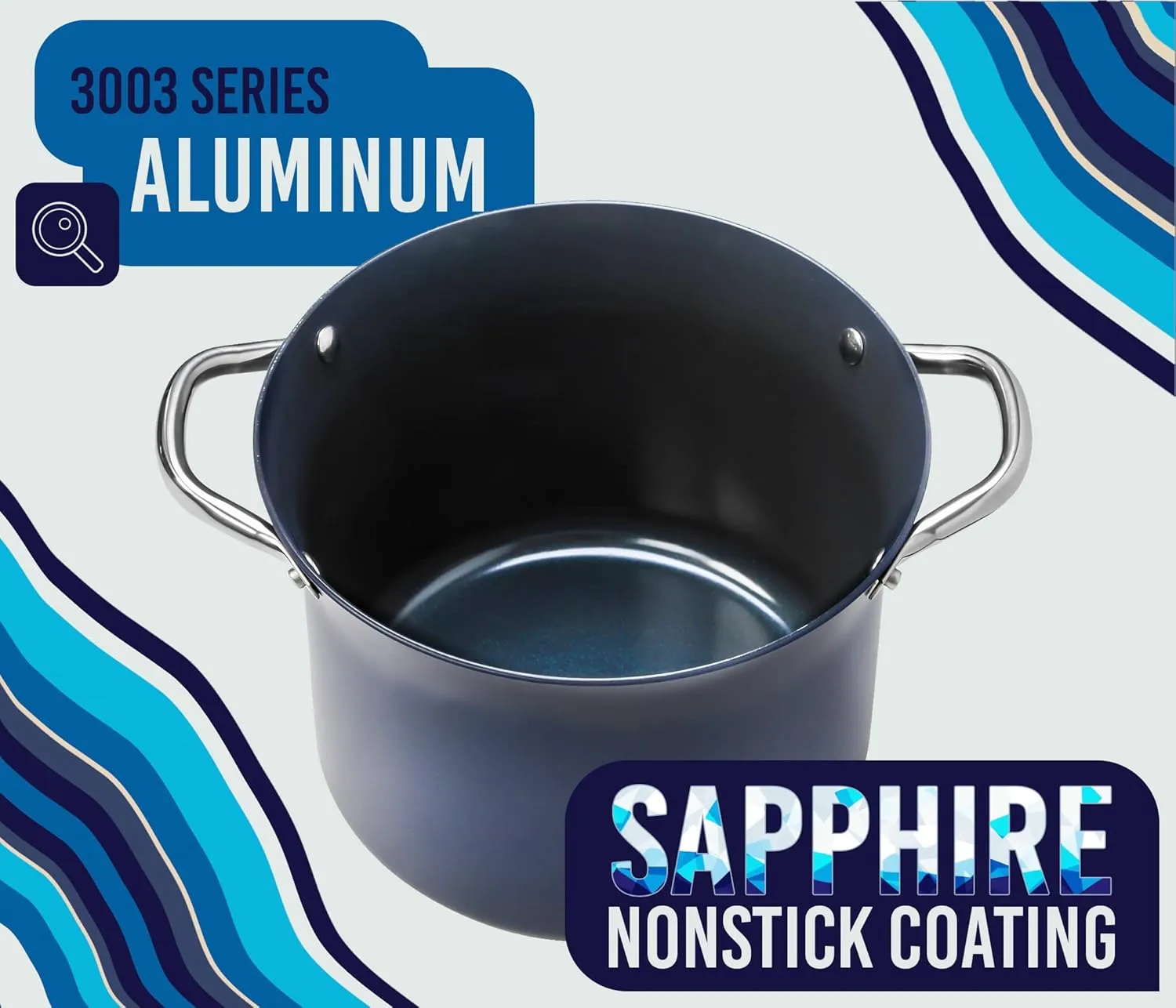 CONCORD Sapphire Nonstick 7 Quart Stock Pot Cookware Set (Induction Compatible)