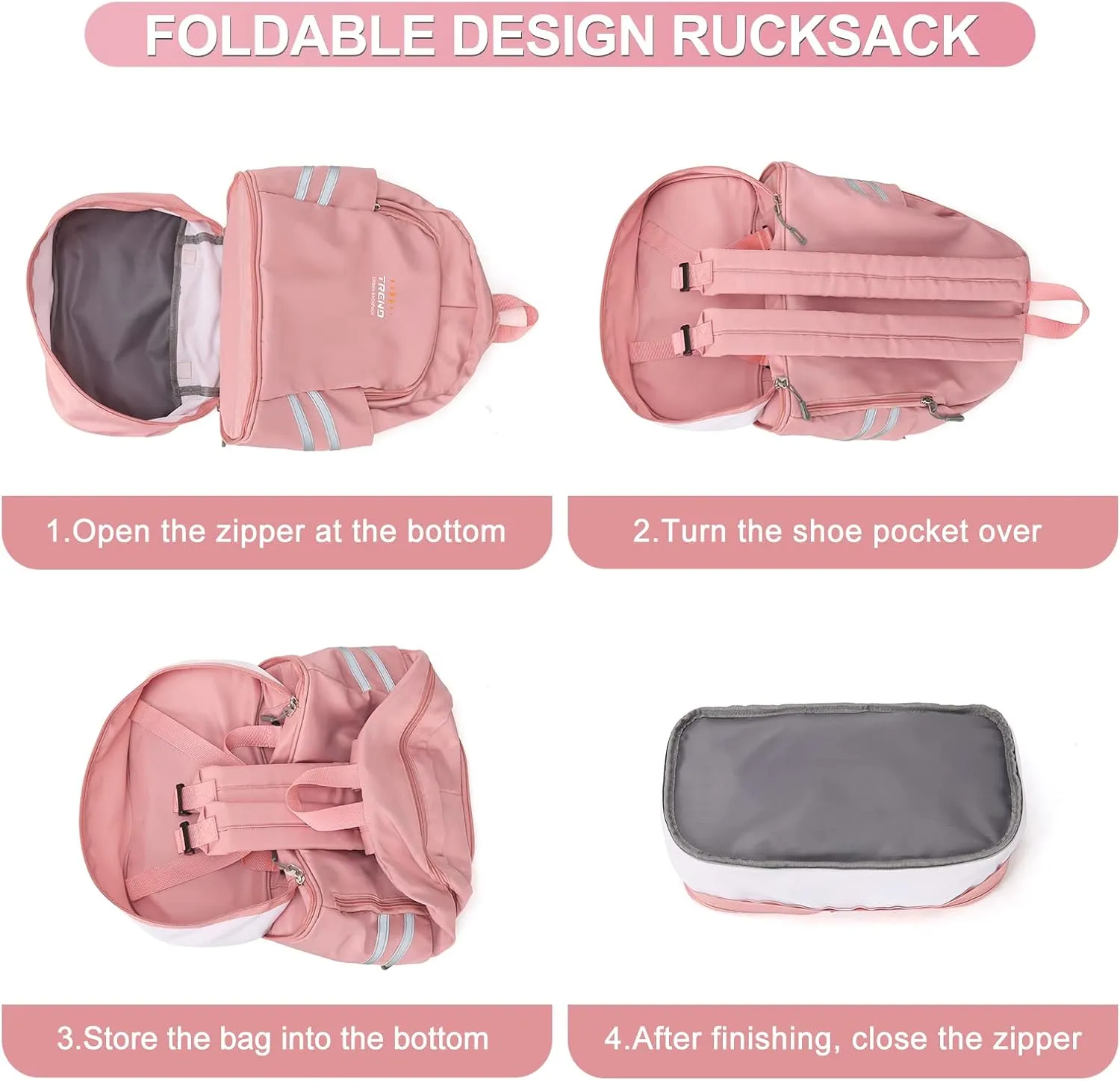 coofay Gym Backpack for Women Waterproof Backpack with Shoe Compartment Lightweight Travel Backpack Sports Backpack Small Gym Bag Pink