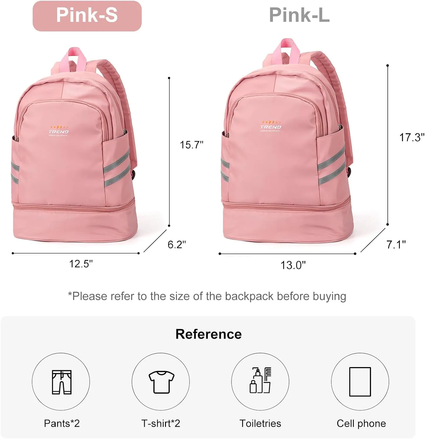 coofay Gym Backpack for Women Waterproof Backpack with Shoe Compartment Lightweight Travel Backpack Sports Backpack Small Gym Bag Pink