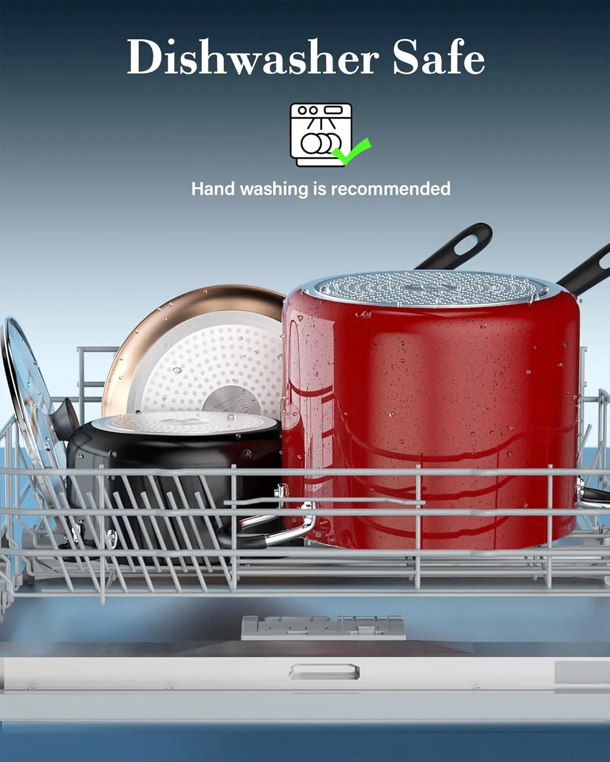 Cook N Home Nonstick Stockpot with Lid 6-Quarts, Professional Cooking Soup Pot, Casserole Cookware, Marble Red