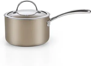 Cooks Standard 3-Quart Saucepan Hard Anodized Ceramic Nonstick with Glass Lid, Classic Small Cooking Sauce pot Mini Milk Pan, Induction Compatible, Bronze