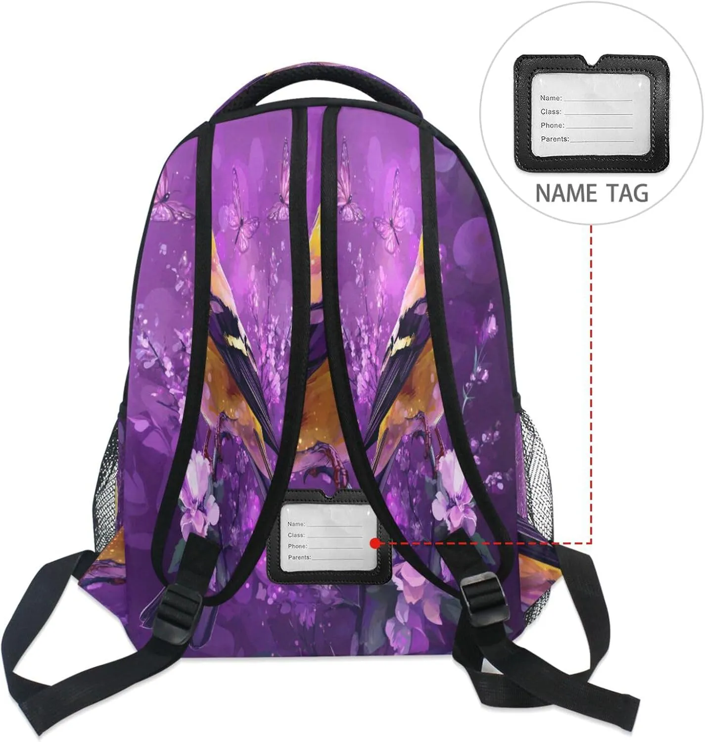 Cool Backpacks for Women Men Waterproof Laptop Bag with Chest Strap Gift Men & Women Beauty Goldfinch Birds Purple