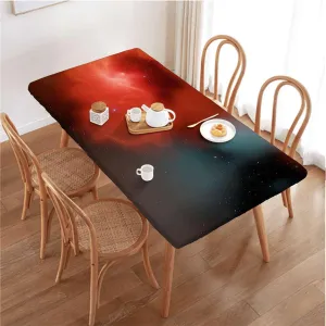 Coral Multicolor Rectangle Tablecloth, Galaxy Design Waterproof Elastic Fitted Table Covers,Camping, Indoor, Outdoor Fantasy Art Fits up 5 Foot Tables