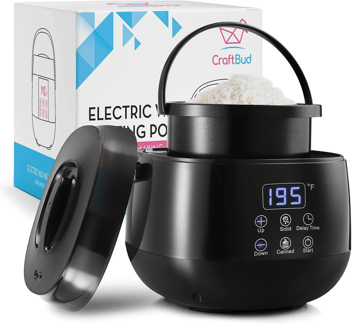 CraftBud Electric Wax Melter for Candle Making, 16oz Candle Wax Melting Pot, Non-Stick Candle Wax Melter for Candle Making, Candle Maker Machine - Fast, Easy, & Clean Candle Melting Pot