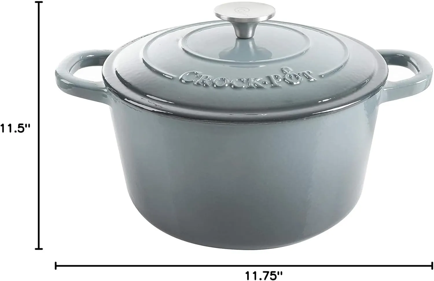 Crock Pot Artisan 5 Quart Enameled Cast Iron Round Dutch Oven, Slate Gray