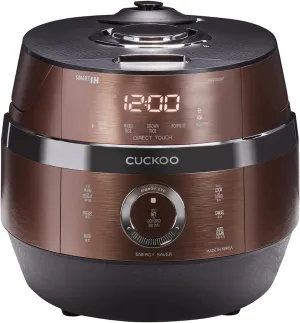 CUCKOO CRP-JHR0609F 6-Cup (Uncooked) / 12-Cup (Cooked) Induction Heating Pressure Rice Cooker with Nonstick Inner Pot, 16 Menu Options, Fuzzy Logic Tech, 3 Voice Guide, Auto Clean (Copper/Black)