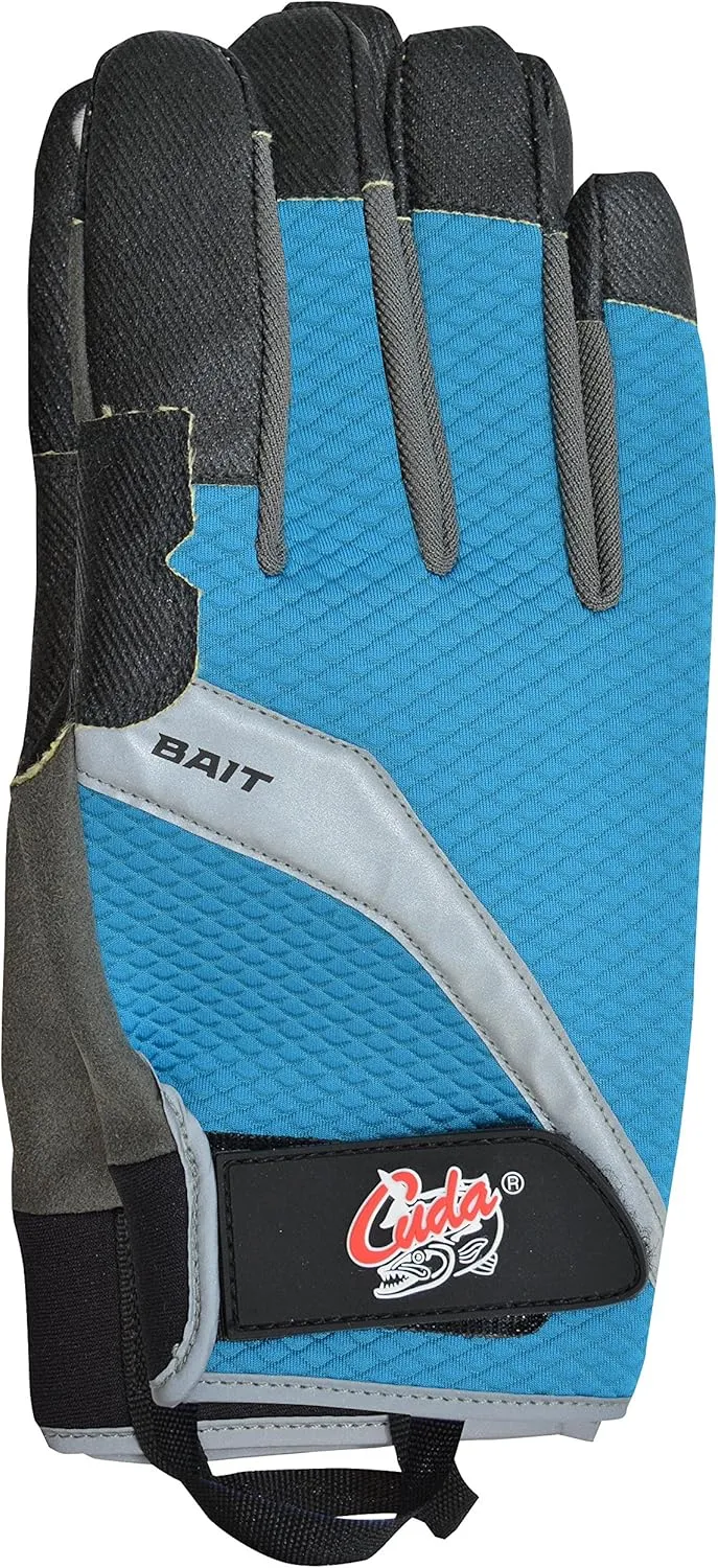 CUDA Bait Cutting Durable Velcro Secured Water Repellent Fishing Gloves with Cut Resistant Padded Palms, Thumb and Index Finger Touchscreen Control