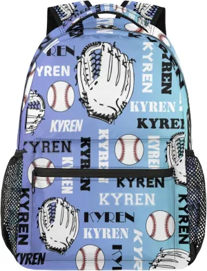 Custom Baseball Backpack for Men Women, Personalized Laptop Backpack with Name, Sports Bag Lightweight Daypack for Travel Camping, Blue Purple