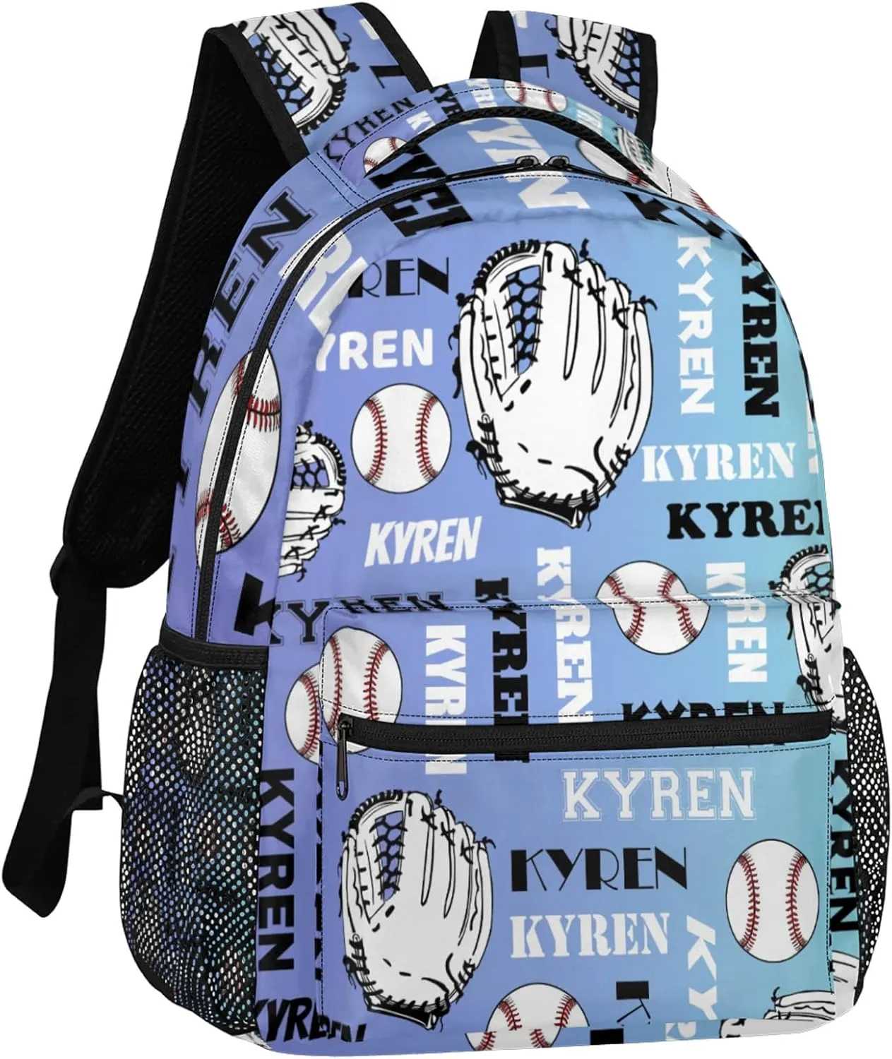 Custom Baseball Backpack for Men Women, Personalized Laptop Backpack with Name, Sports Bag Lightweight Daypack for Travel Camping, Blue Purple