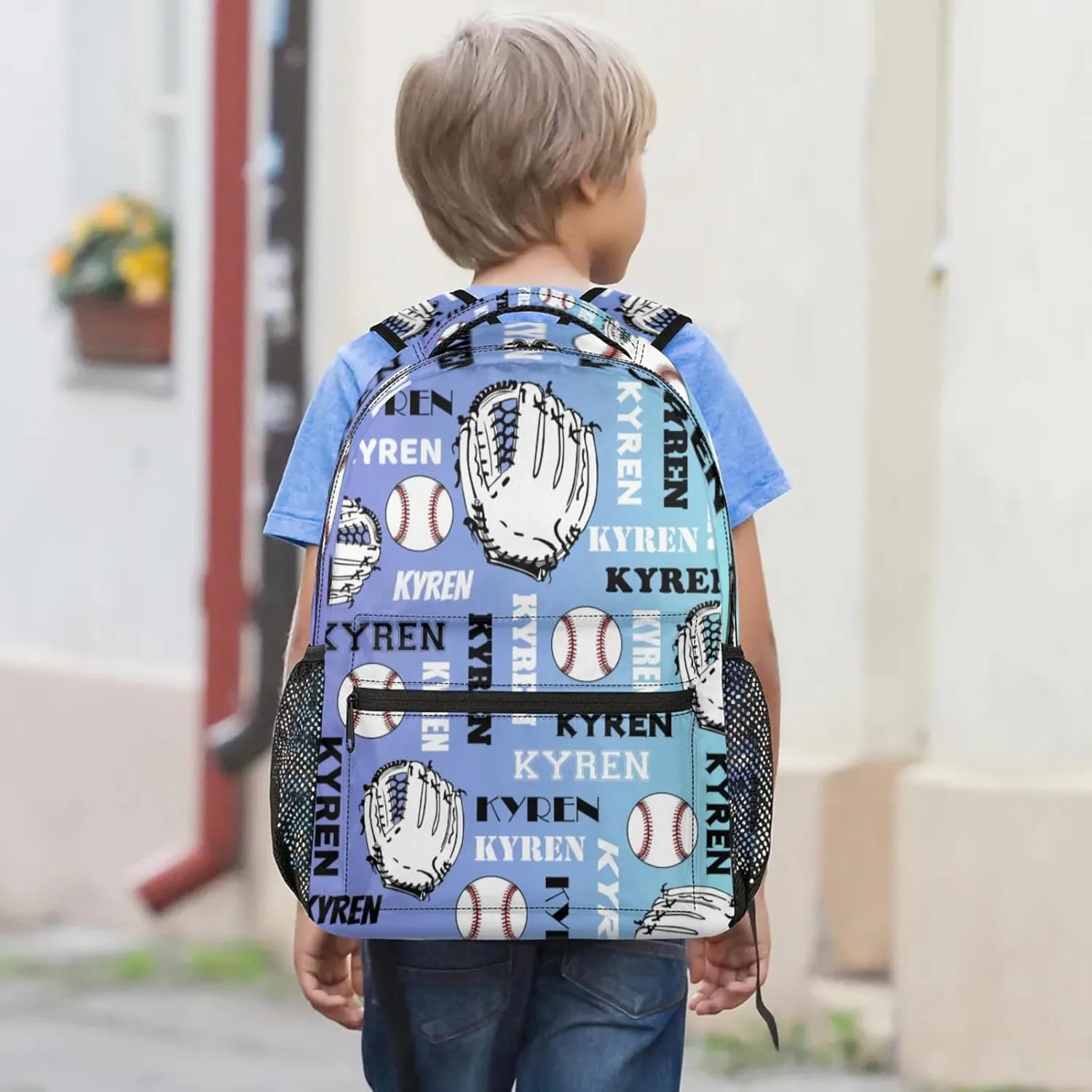 Custom Baseball Backpack for Men Women, Personalized Laptop Backpack with Name, Sports Bag Lightweight Daypack for Travel Camping, Blue Purple